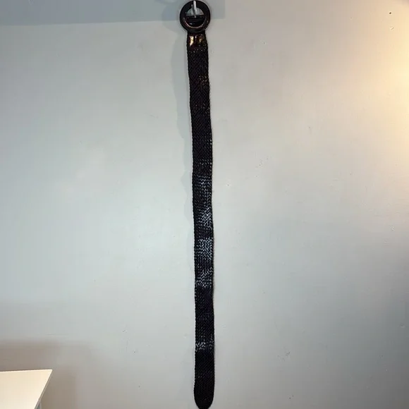 Nine West vintage eggplant purple 100% leather  weaved belt size large - Picture 8 of 11